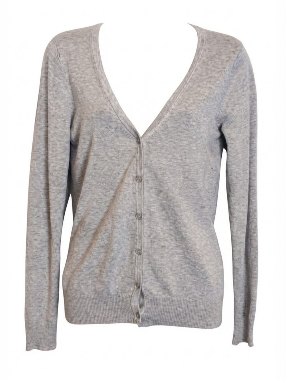 Vero Moda Grey Vneck Buttoned Cardigan Womens Size Medium Lightweight Knit